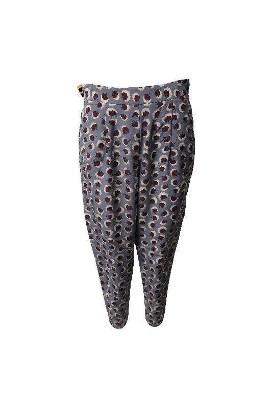 Women’s velvet leggings for evening style -Stella McCartney Cropped Trousers in Floral Print Silk