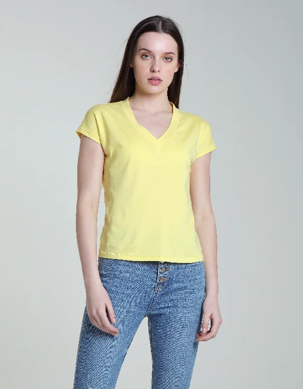 Women’s bell sleeve tops for dramatic style -Cruz Tee Lemon Limelight