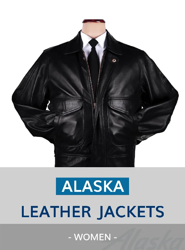 Women’s bomber coats for sporty look -ALASKA UNIFORM LEATHER JACKETS WOMEN