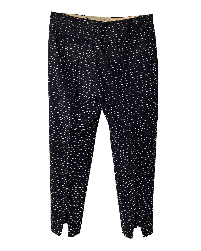 Women’s fleece pants for winter activities -Chloé Pattern Trousers in Navy Blue Wool