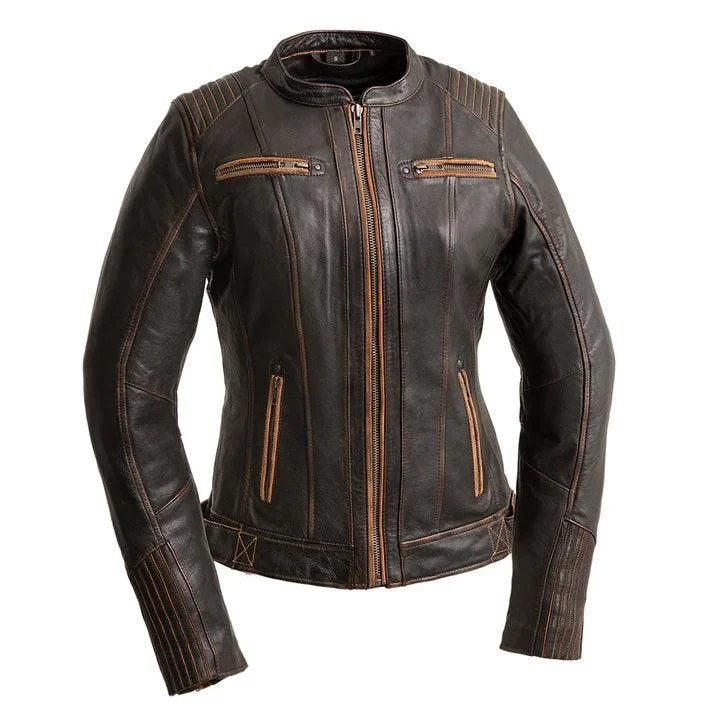 Women’s fur-lined jackets for extra warmth -Electra - Women's Motorcycle Leather Jacket