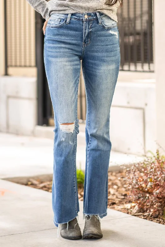 Women’s tapered pants for sleek silhouette -East Gate High Rise Flare Jean In Denim