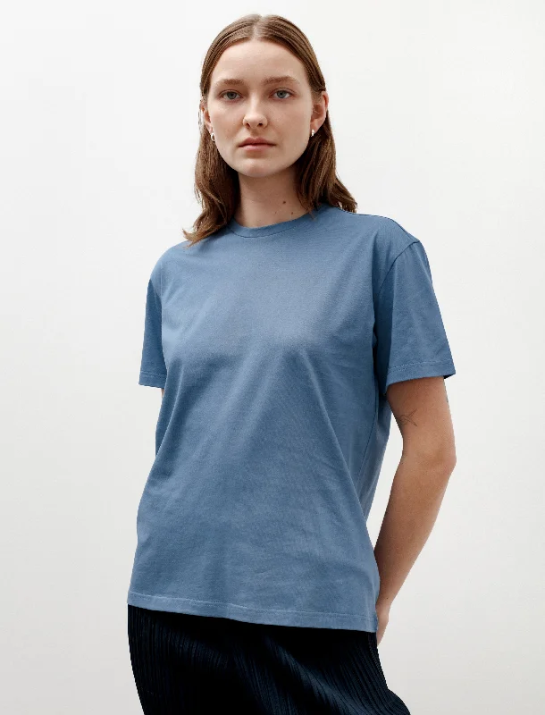 Women’s silk tops for luxurious feel -Boy Fit T-Shirt Bluestone