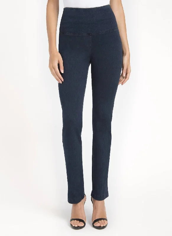 Women’s color-block pants for modern look -Denim Straight Leg Pants In Indigo