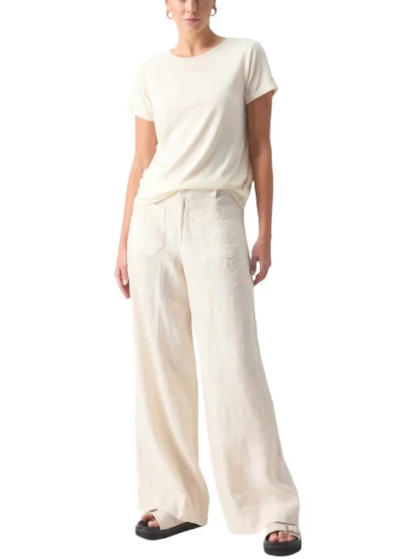 Women’s flare pants for retro-inspired style -Women's Linen Marine Wide Leg Pants In Birch