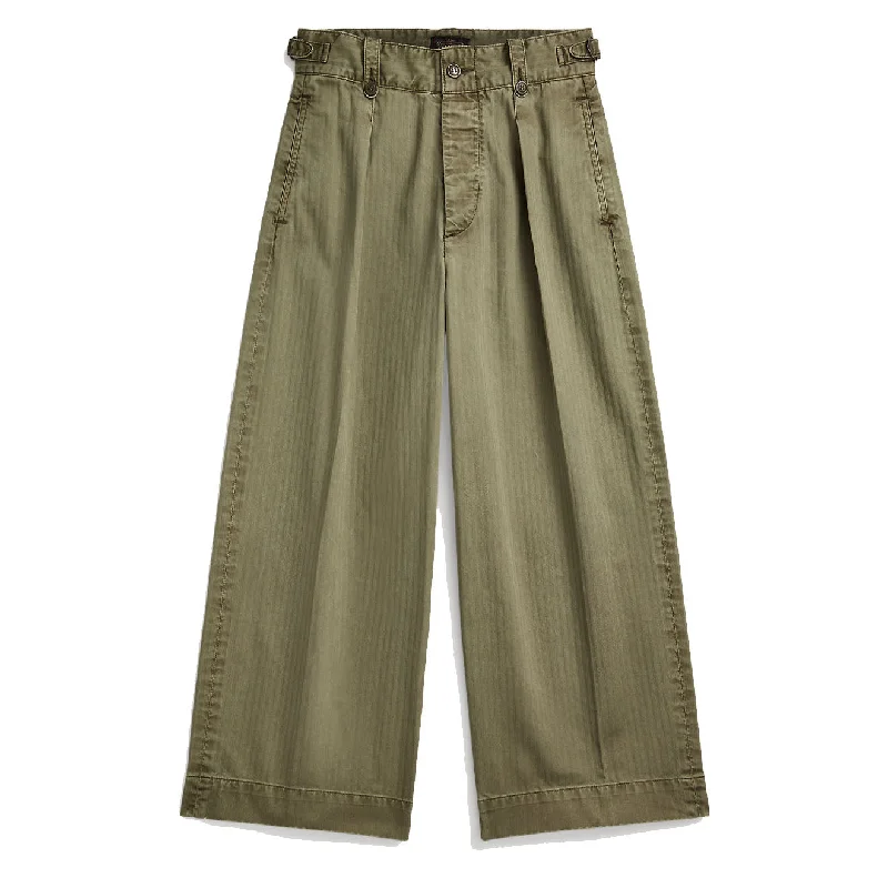 Women’s pencil pants for slim fit -RRL by Ralph Lauren Womens Kyle Trouser Ankle Pleated New Olive