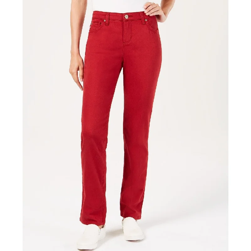 Women’s high-rise pants for flattering look -Lee Jeans Women's Platinum Petite Flex Motion Slim-Straight Jeans Red Size 10