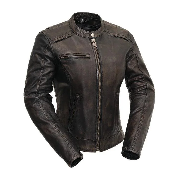 Women’s faux leather jackets for trendy edge -Trickster Womens Motorcycle Leather Jacket