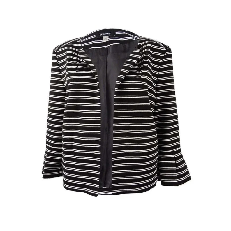 Women’s outdoor jackets for hiking and camping -Nine West Women's Striped Ponte Knit Jacket