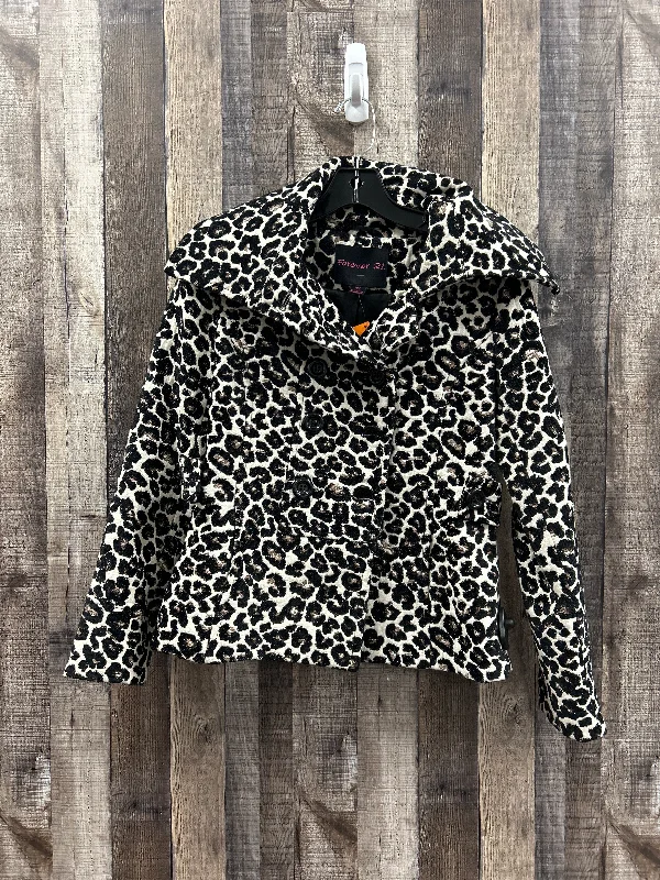 Women’s fleece jackets for outdoor warmth -Animal Print Coat Peacoat Forever 21, Size M