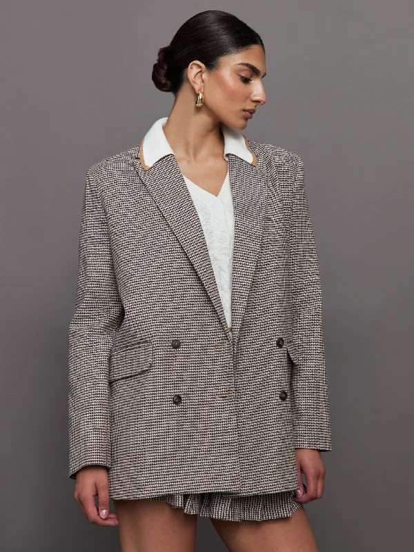 Women’s oversized trench coats for chic look -Riches Sport Jacket - Check