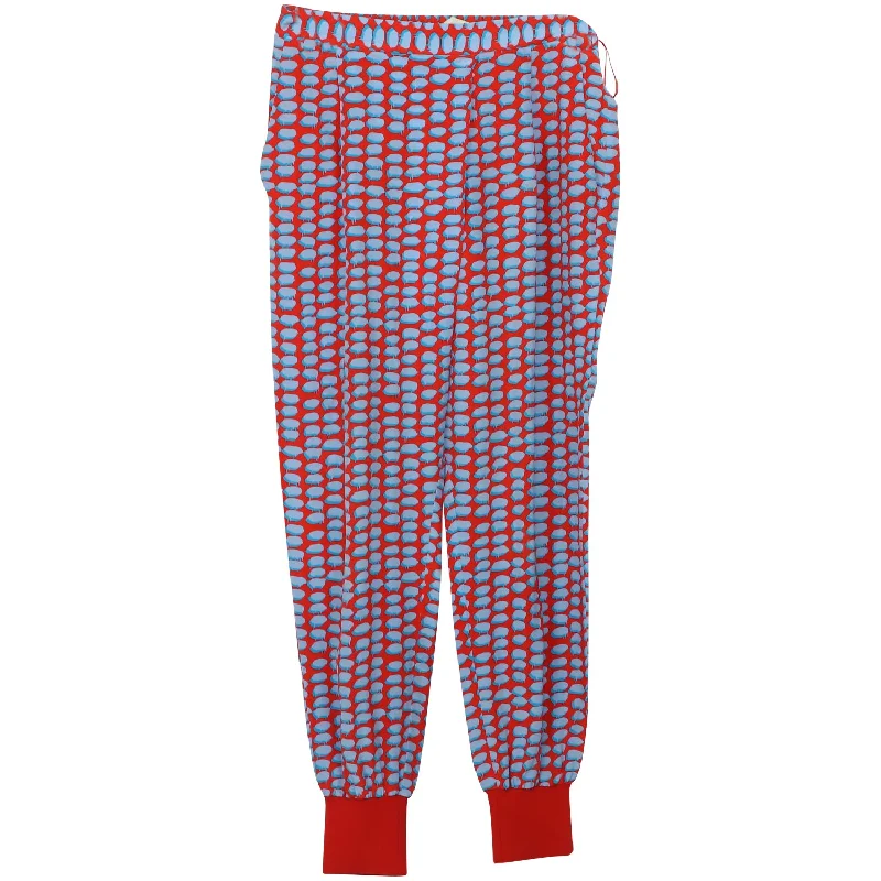 Women’s faux fur pants for winter warmth -Stella McCartney Printed Pants in Red Cotton