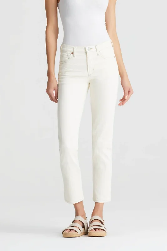 Women’s utility pants for practical fashion -Cara High Rise Cigarette Ankle Jean In Light Cream