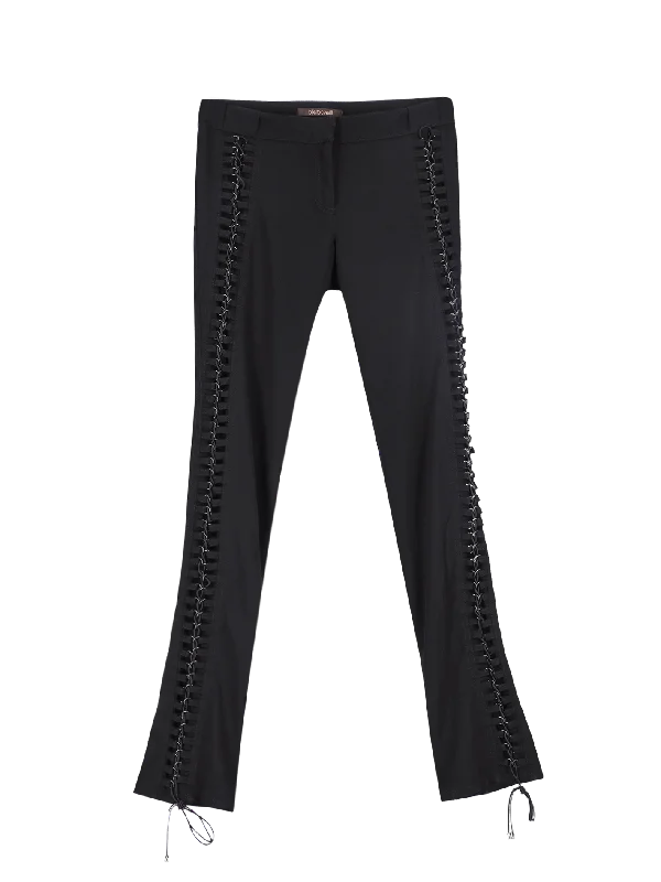 Women’s dress pants for formal occasions -lace-up skinny-leg trousers