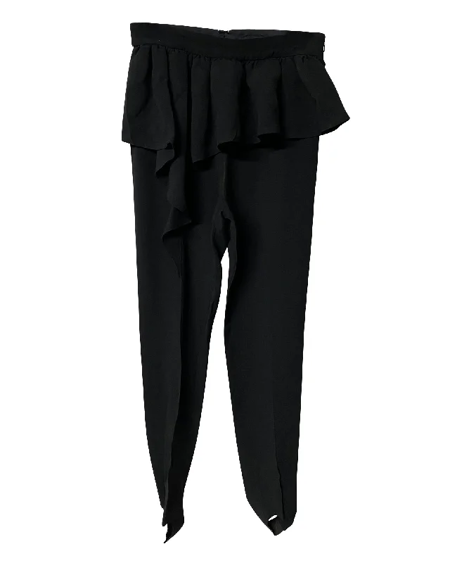 Women’s seamless leggings for smooth fit -Moschino Ruffled Leggings with Foot Strap in Black Acetate