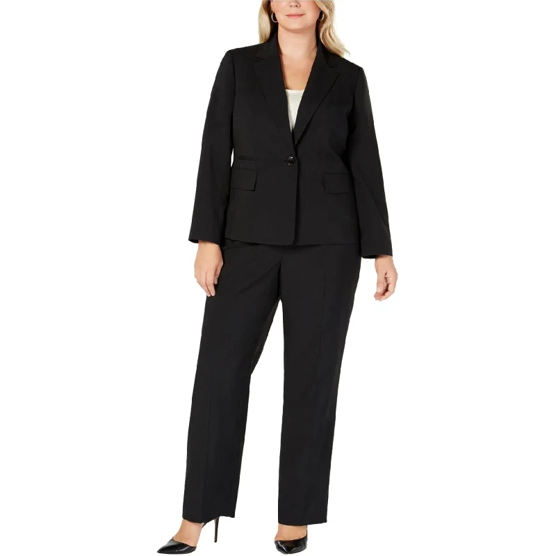 Women’s belted trench coats for structured silhouette -Le Suit Womens One Button Pinstripe Pant Suit, Black, 24W