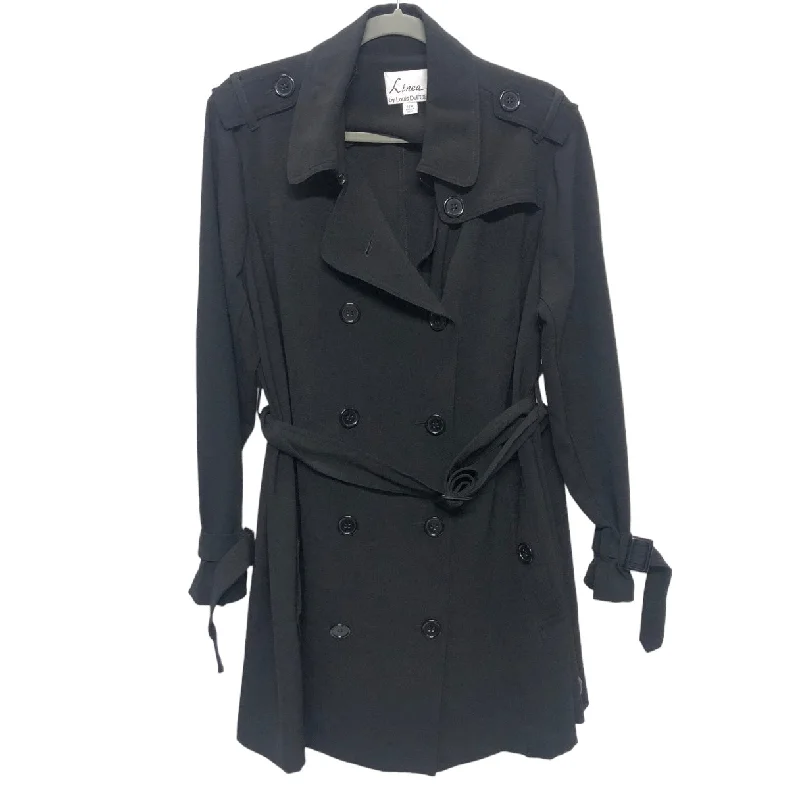 Women’s corduroy jackets for retro style -Black Coat Peacoat Linea By Louis Dellolio, Size 18