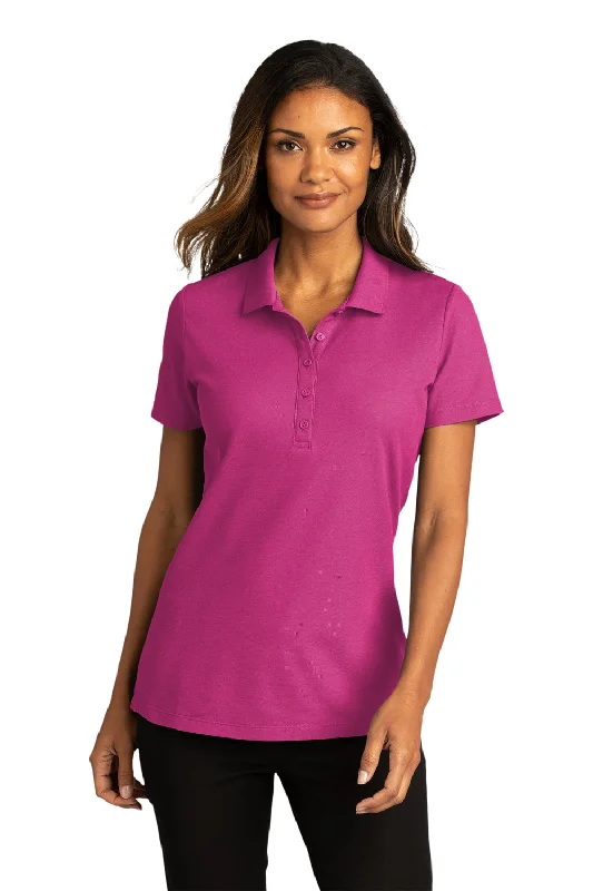 Women’s cropped tops for trendy look -Port Authority Womens React SuperPro Snag Resistant Short Sleeve Polo Shirt - Wild Berry - Closeout