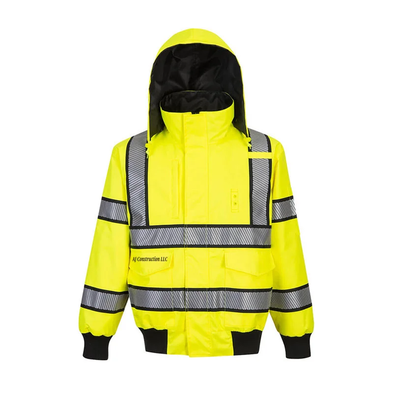 Women’s long sleeve jackets for cooler weather -Portwest Hi-Vis Reversible Bomber Jacket, Yellow/Black