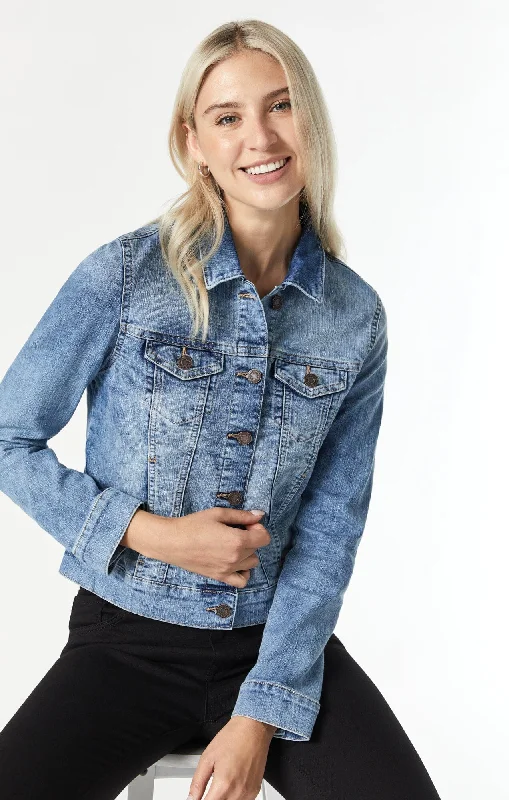 Women’s reversible jackets for versatile wear -SAMANTHA DENIM JACKET IN BLEACH RANDOM NOLITA