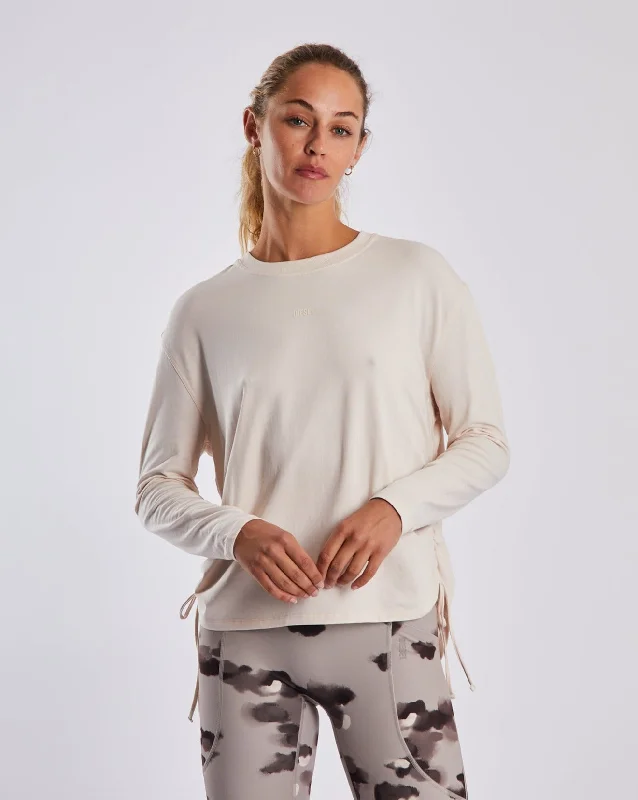 Women’s cashmere tops for luxurious warmth -Luna LS Tee Birch White