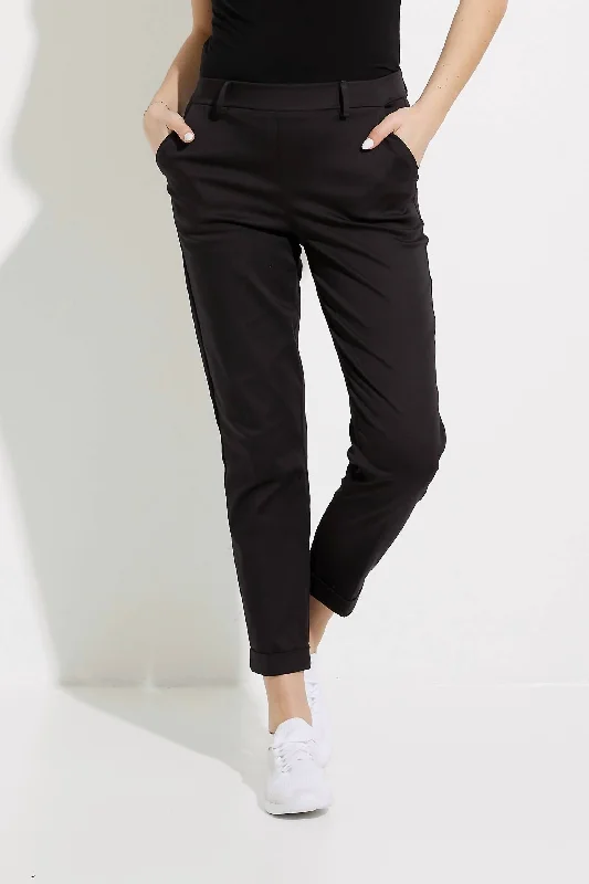 Women’s slouchy pants for relaxed comfort -Cuffed Ankle Pants In Black