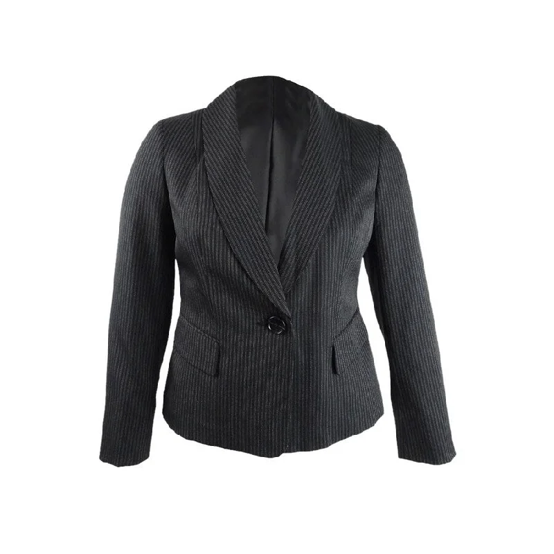 Women’s oversized jackets for comfortable wear -Le Suit Women's Double-Pinstriped Blazer 10, Black/Ivory