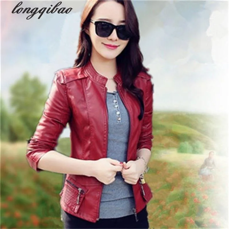 Women’s vintage coats for retro-inspired style -spring and autumn new women's short paragraph women's PU jacket