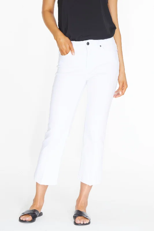 Women’s stretch denim pants for all-day wear -Released Hem Crop Jean In White