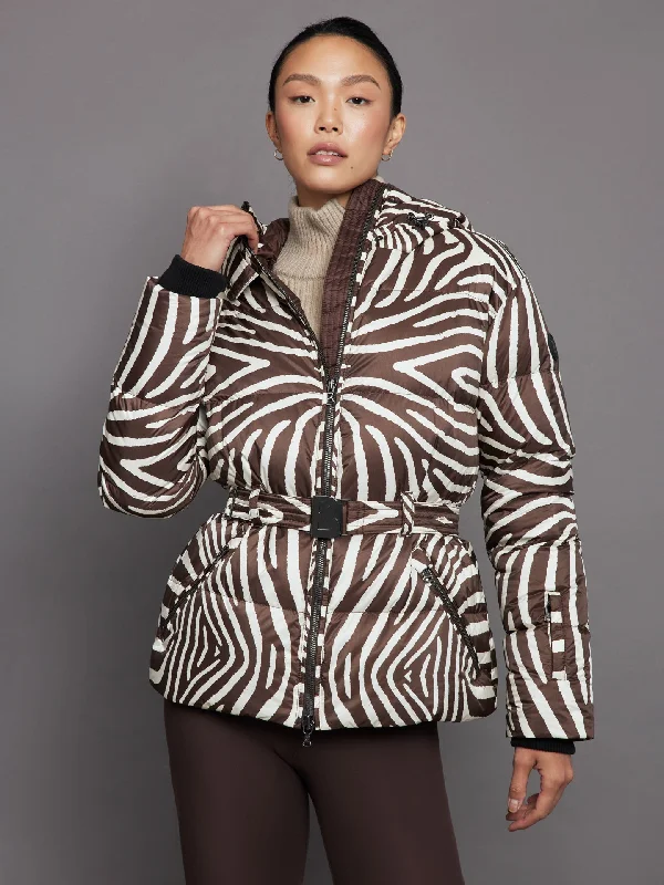 Women’s faux shearling jackets for cozy chic -Lucca Down Ski Jacket - Allover Zebra Print