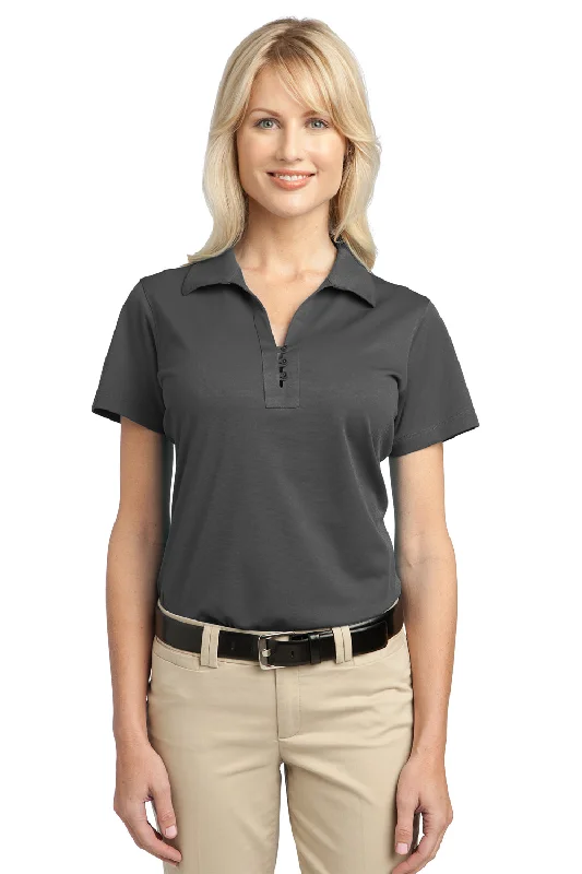 Women’s striped tops for nautical style -Port Authority Womens Tech Moisture Wicking Short Sleeve Polo Shirt - Smoke Grey