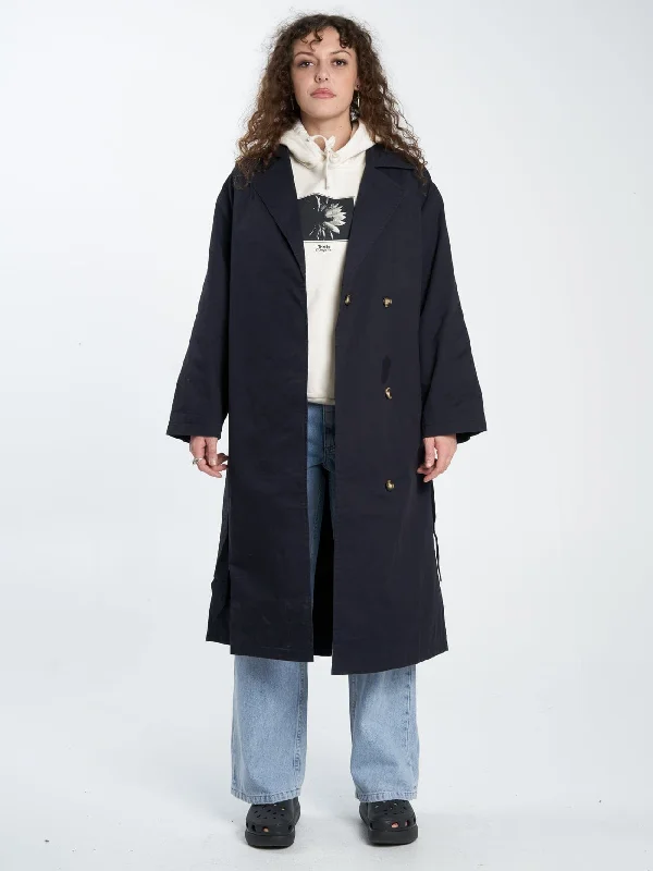 Women’s shearling jackets for cozy comfort -Adrianna Trench Coat - Midnight Blue