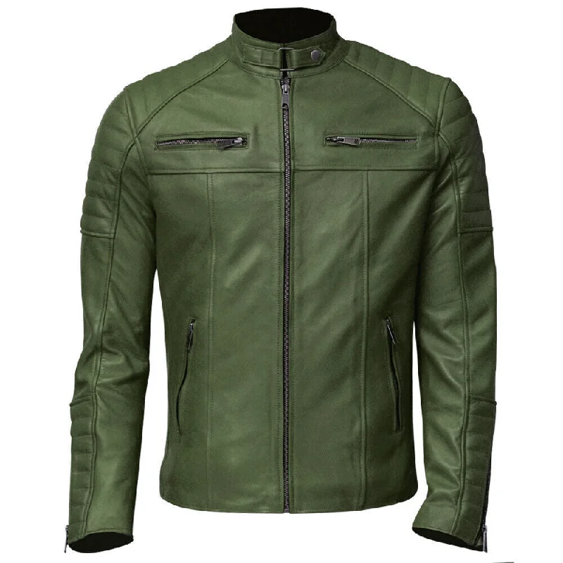 Women’s shearling jackets for cozy comfort -Retro Club Green Leather Jacket