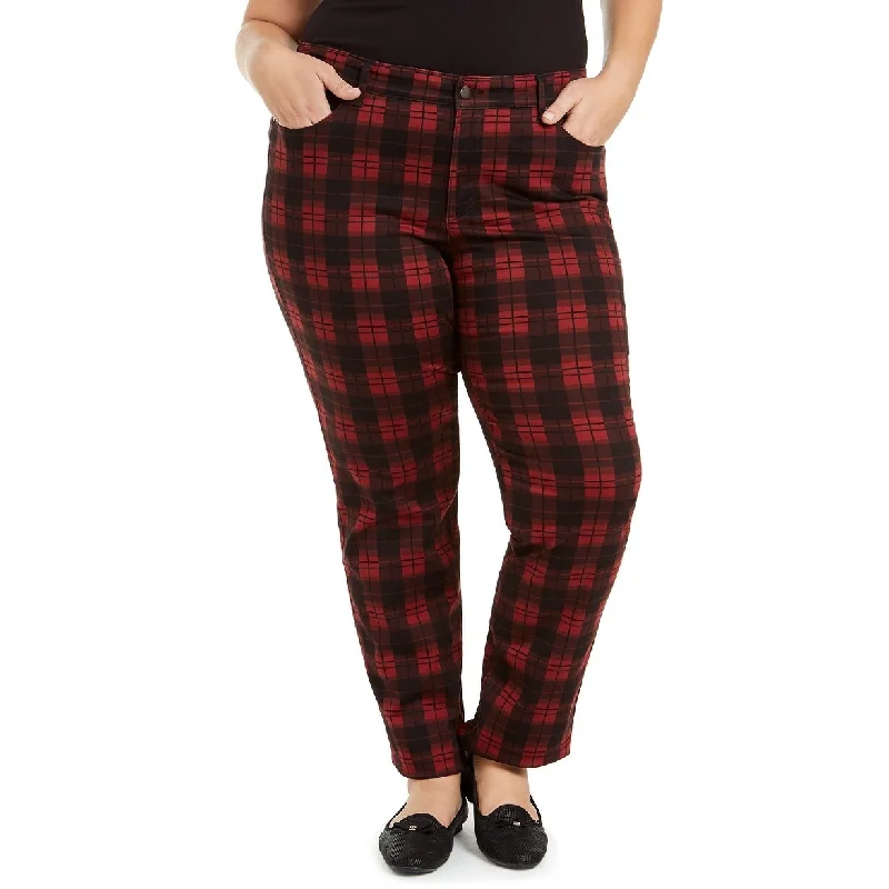 Women’s cargo joggers for street style -Charter Club Women's Plus Size Plaid Tummy-Control Jeans Black Size 14