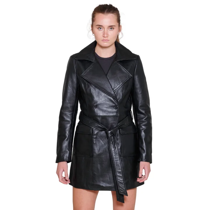 Women’s leather jackets for edgy look -Long Lilly Leather Jacket