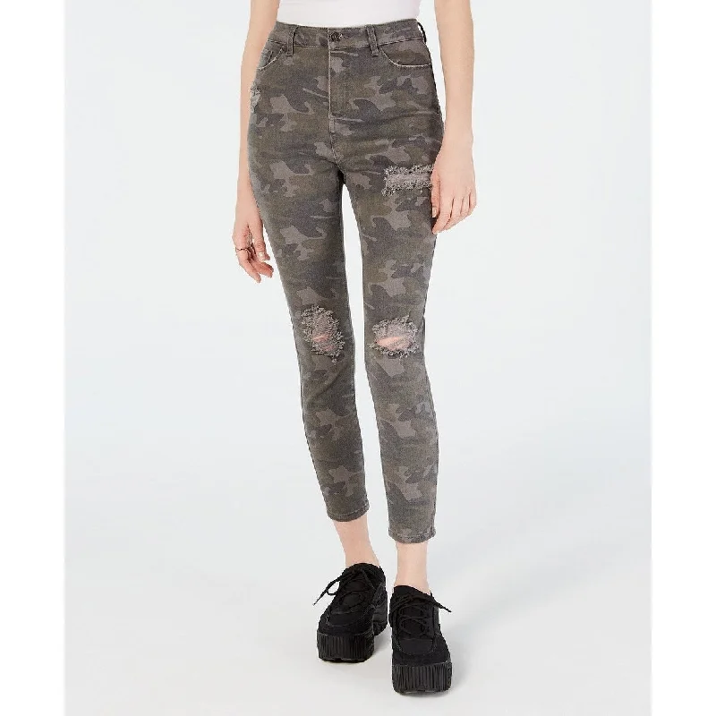 Women’s denim pants for casual days -Vanilla Star Juniors' Ripped Camo-Print Skinny Jeans Washed Camo Size 5