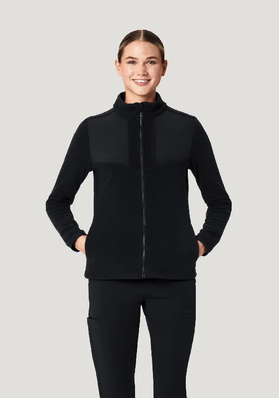 Women’s structured blazers for office wear -Women's Fleece Scrub Jacket Black