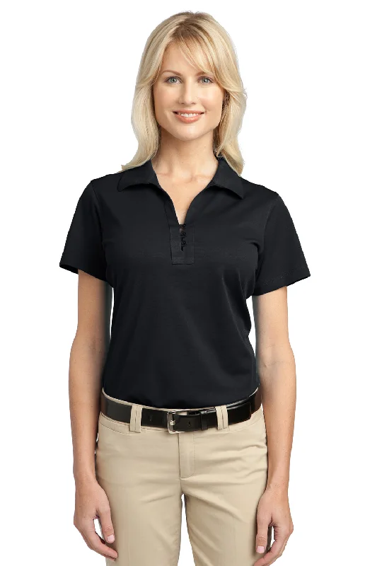 Women’s velvet tops for rich texture -Port Authority Womens Tech Moisture Wicking Short Sleeve Polo Shirt - Black