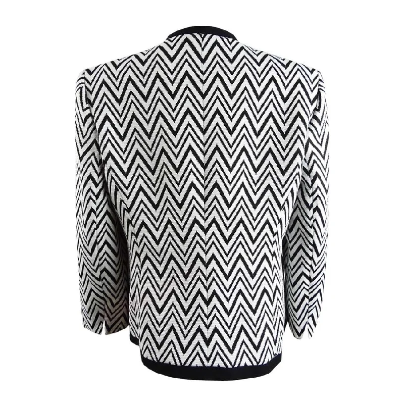 Women’s cashmere coats for luxurious feel -Kasper Womens Zig-Zag Knit Blazer Jacket, Black, 6