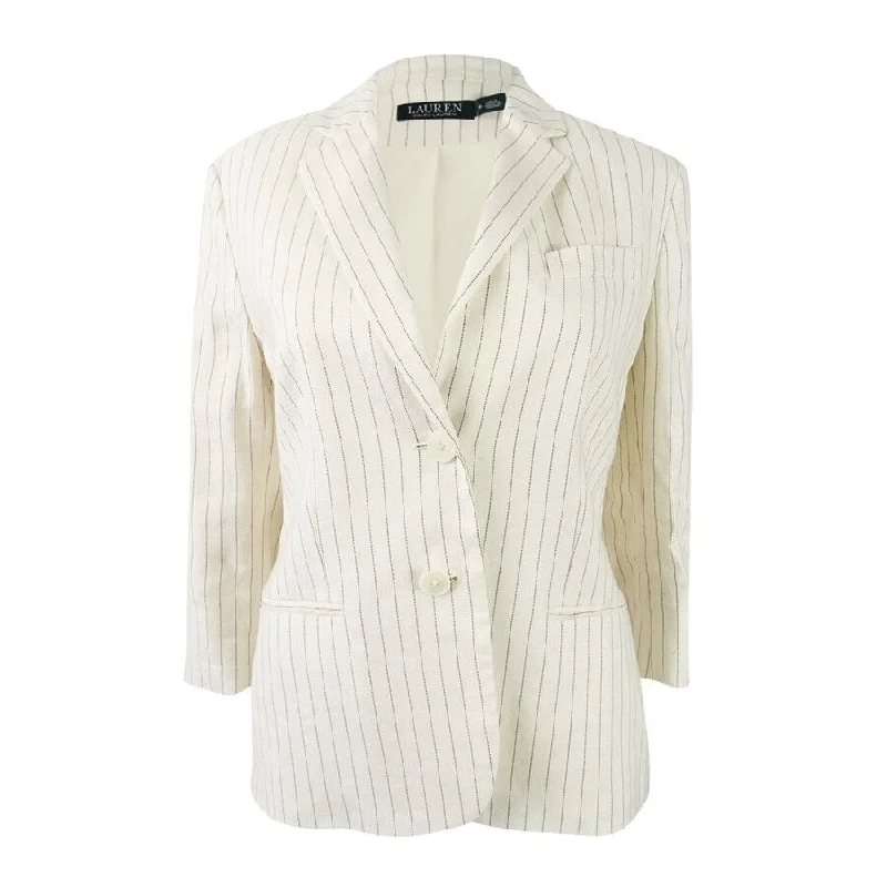 Women’s checkered blazers for trendy flair -Lauren Ralph Lauren Women's Pinstripe Twill Blazer