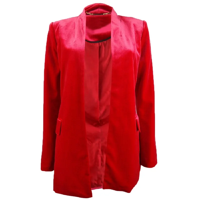 Women’s water-resistant coats for rainy weather -Calvin Klein Women's Long Velvet Blazer