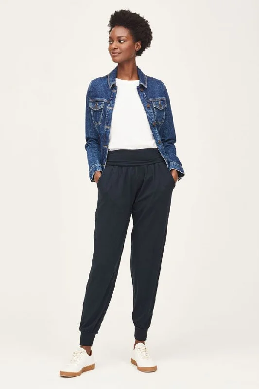 Women’s zip-up pants for easy dressing -Thought Dashka Slacks in Navy