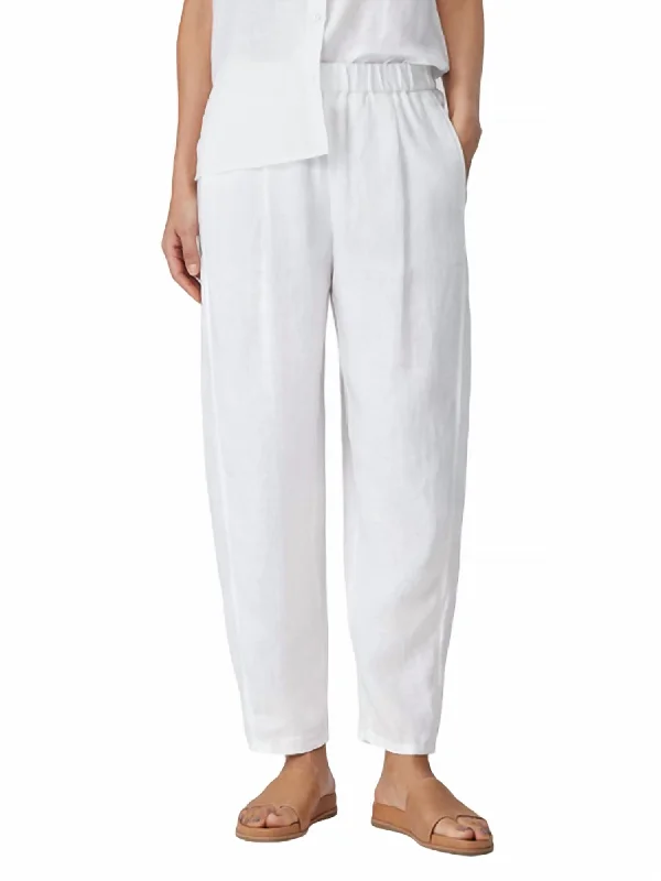 Women’s printed pants for statement style -Ankle Pleated Lantern Pant In White