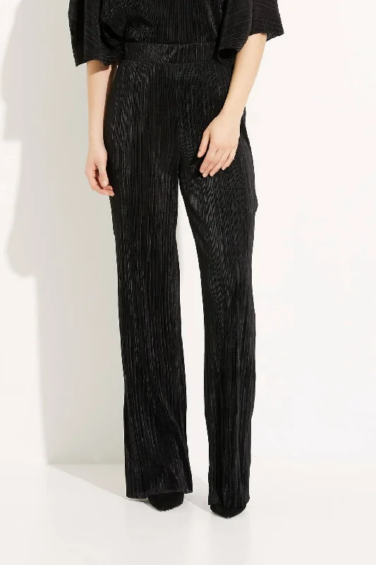 Women’s pleated trousers for office wear -Wide Leg Knit Pants In Black