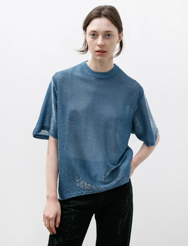 Women’s knit tops for textured style -Glitter T-Shirt Blue