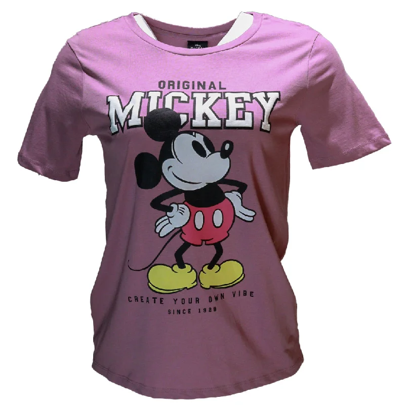 Women’s sweatpants for lounging comfort -Mauve Mickey Printed T Shirt