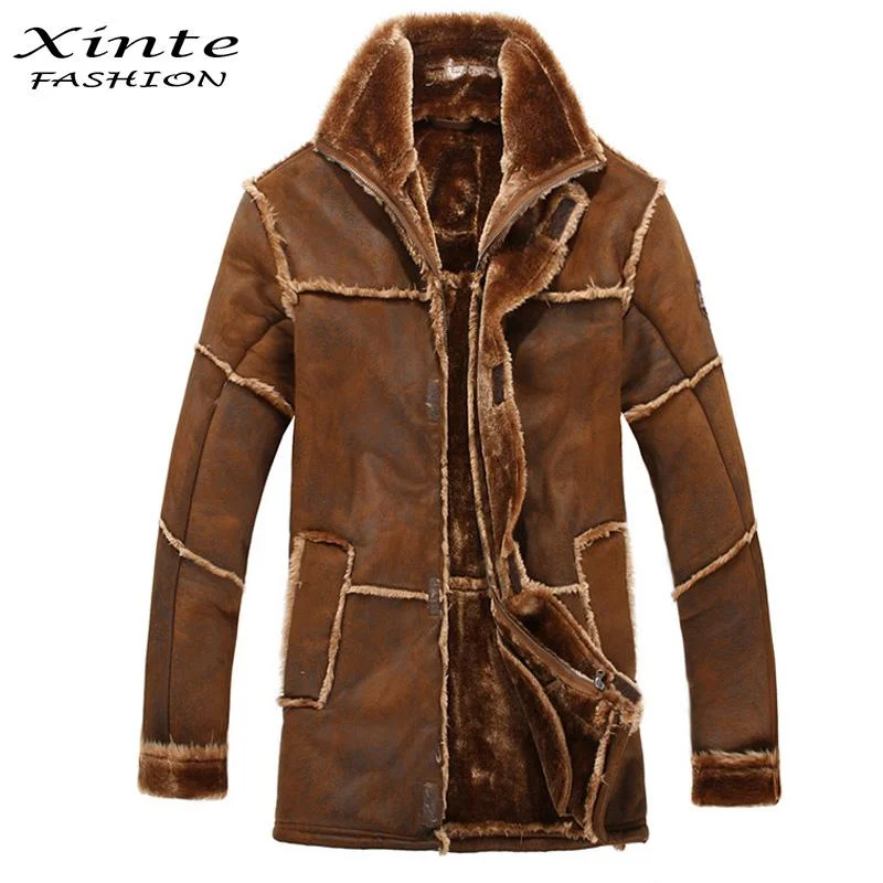 Women’s leather trench coats for bold style -Faux Fur Coat Spliced Suede Leather Jacket