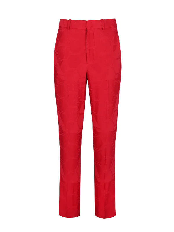 Women’s tuxedo style pants for formal events -jacquard tapered trousers