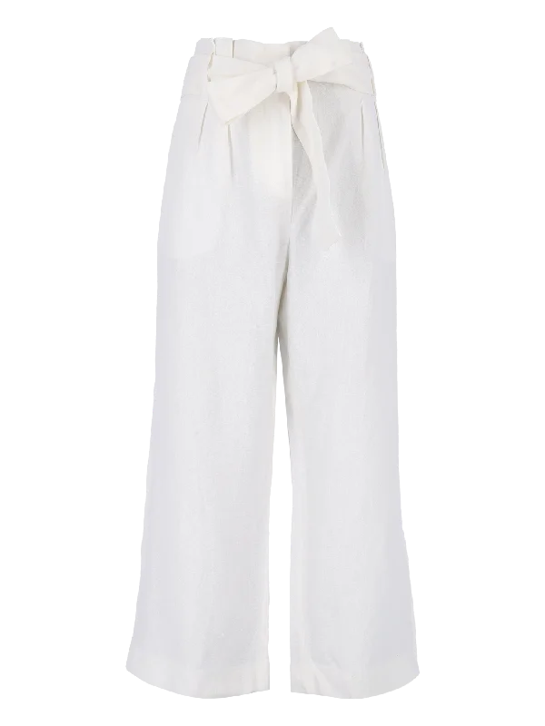 Women’s tuxedo pants for formal wear -belted linen trousers