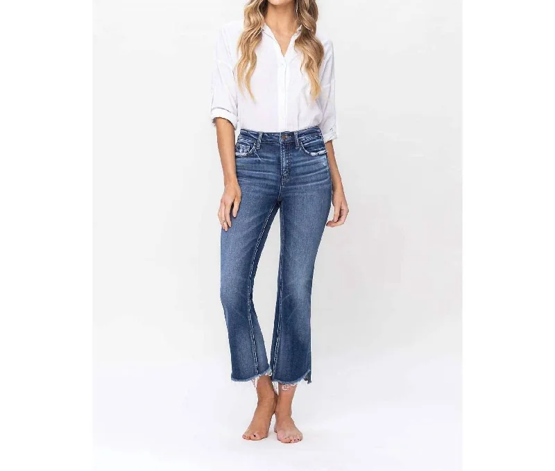 Women’s high-waisted leggings for flattering fit -Ingenuity Crop Flare Jeans In Dark Wash